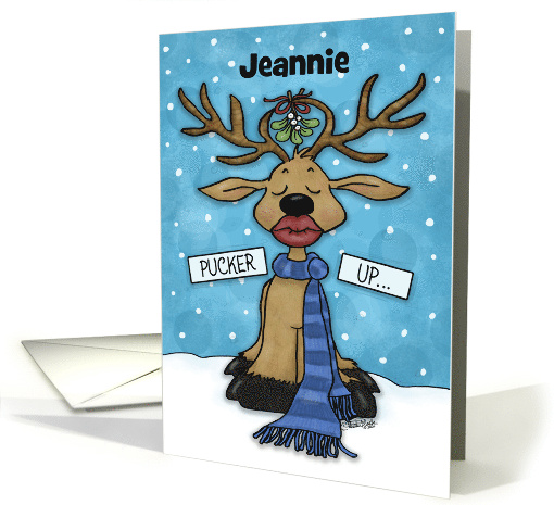 Customized Name Merry Christmas Reindeer Under Mistletoe... (1440102)