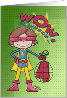 4th Birthday for Grandson Superhero Comic Style Customized Initial L card