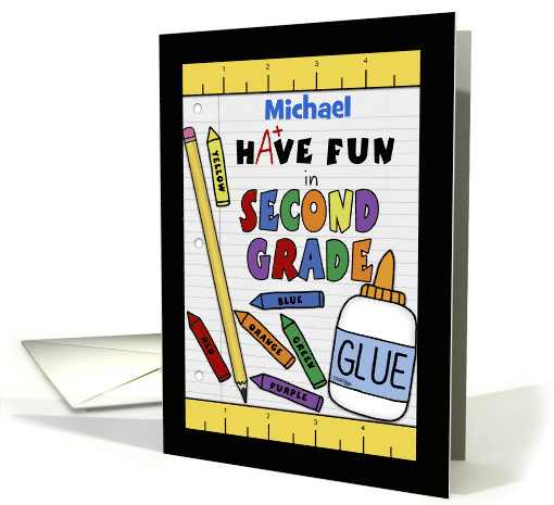 Personalized Name Back to School for 2nd Grade School Supplies card