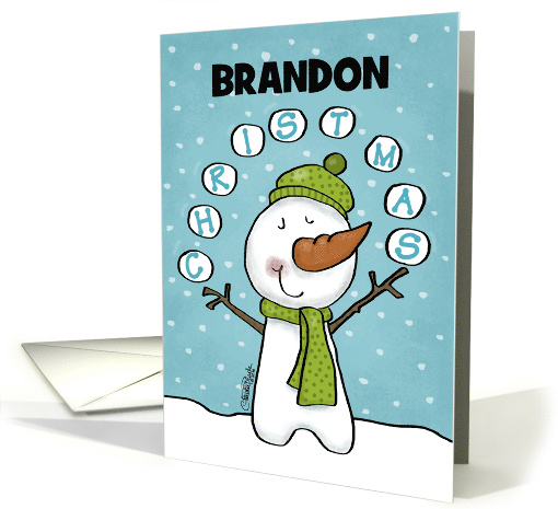 Customizable Name Merry Christmas Brandon Snowman Juggles... (1457212)