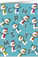 Merry Christmas from All of Us Colorful Snowman Collage card