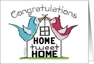 Congratulations Buying Your First Home Two Birds Form a House card