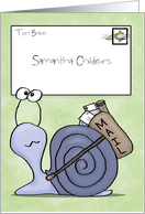 Customizable Name Belated Birthday Snail Mail Carrier and Envelope card