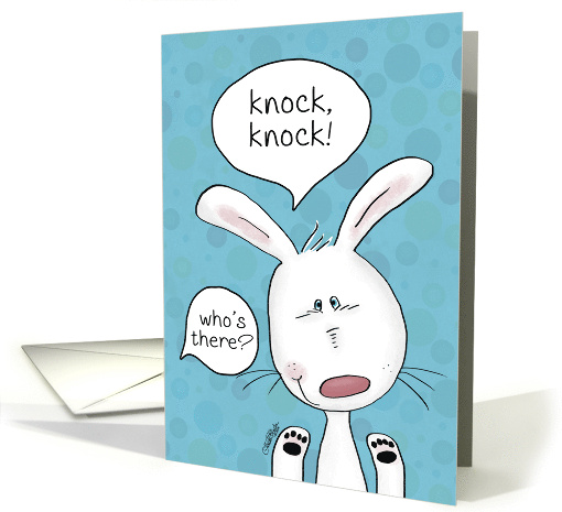 Happy Easter Knock Knock Who's There White Bunny card (1464156)