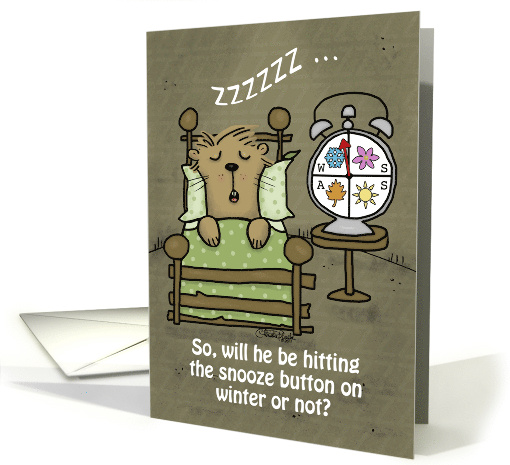 Happy Groundhog Day Sleeping Groundhog and Alarm Clock card (1465138)