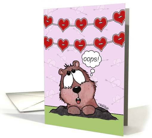 Belated Happy Groundhog Day Groundhog Awakes to Find Valentines card