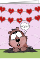 Belated Happy Groundhog Day Groundhog Awakes to Find Valentines card