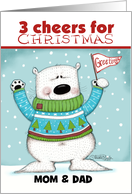 Customized Merry Christmas for Parents Cheering Polar Bear card