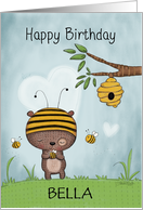 Customized Birthday for Bella Bear Hugs Bee card