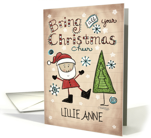 Customized Name Merry Christmas for Lillie Anne Whimsical Santa card