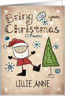 Customized Name Merry Christmas for Lillie Anne Whimsical Santa card