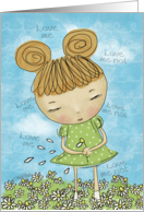 Happy Birthday Love Me Love Me Not Girl with Daisies card