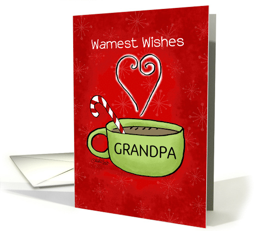 Customized Merry Christmas for Grandpa Candy Cane Cocoa Cup card