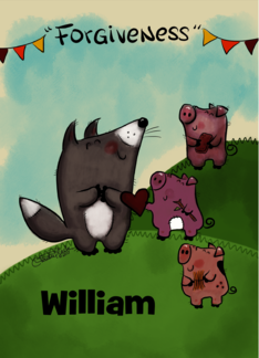 Customizable Belated Birthday for William Wolf and 3 Pigs Forgiveness