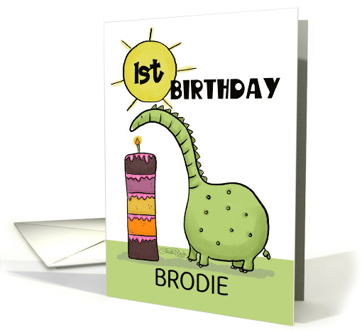 Customizable Happy 1st Birthday for Brodie Dinosaur with... (1508784)