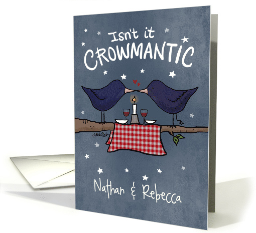 Customized Names Anniversary for Nathan Rebecca Two Crows Dinner card