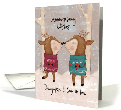Customized Anniversary for Daughter and Son in law Deer Couple card