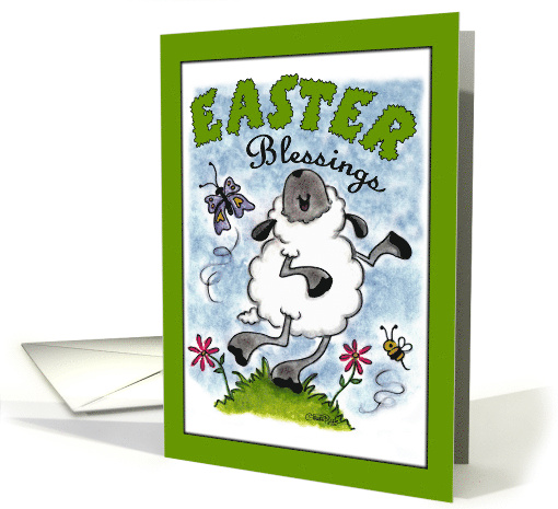Happy Easter Blessings Dancing Lamb card (1516494)