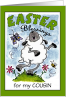 Customizable Happy Easter Blessings for Cousin Dancing Lamb card