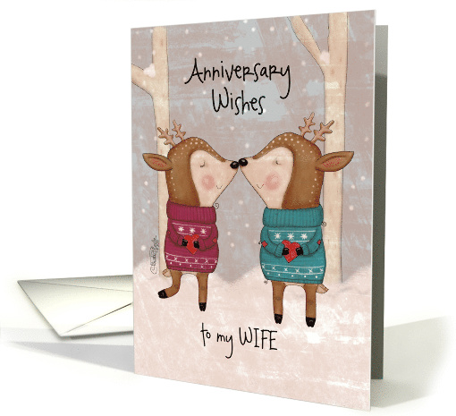 Customizable Happy Anniversary for Wife Deer Couple card (1516866)