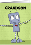 Customizable Name Happy Birthday for Grandson Outstretched Arms Robot card