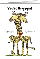 Personalized Names Congratulations on Your Engagement Giraffe Hugs card