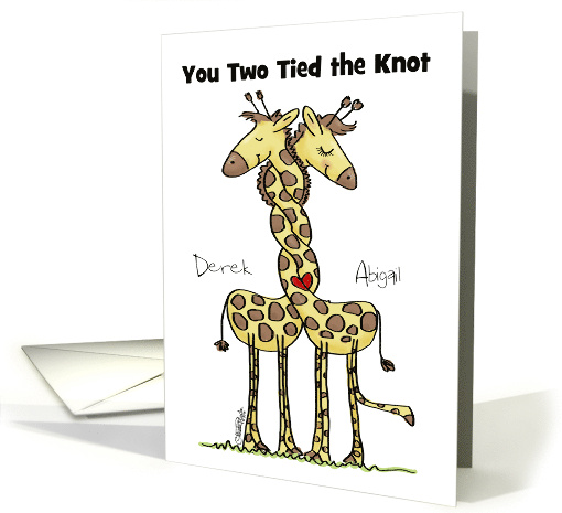 Personalized Names Congratulations on Your Marriage Giraffe Hugs card