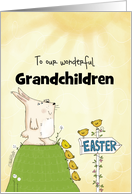 Customizable Happy Easter for Grandchildren Bunny Sees Easter Ahead card