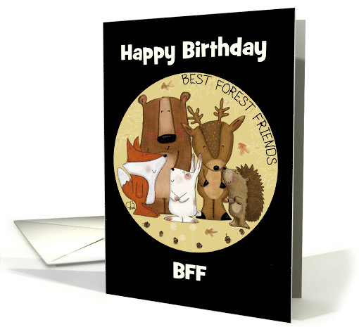 Customizable Happy Birthday to my BFF-Woodland Animal Crew card