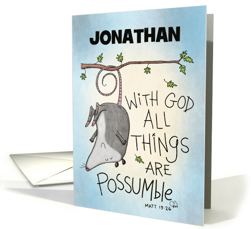 Customized Name Birthday Opossum Hangs from Tree All... (1520990)