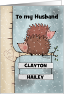 Personalized Names Anniversary to Husband Hedgehogs in Tree card