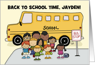 Customizable Name Back to School for Jayden School Bus and Children card