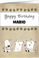 Customizable Name Happy Birthay for Mario Yappy Dog Trio card