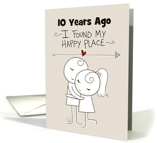 Customizable Year Happy 10th Anniversary for Wife Hugging Couple card