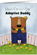 Customizable Happy Father’s Day Adoptive Father Bear and Baby Chicks card