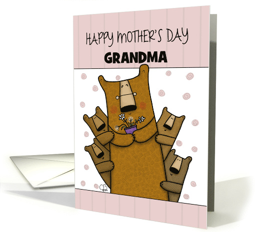 Customizable Happy Mother's Day for Grandmother Bear with Cubs card