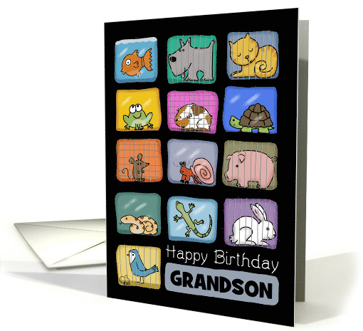Customizable Happy Birthday for Grandson Animal Lover card (1529926)