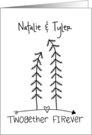 Customizable Happy Anniversary for Natalie Tyler Fir Tree Pun card