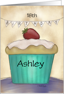 Customizable Age Happy 18th Birthday Ashley Strawberry Topped Cupcake card