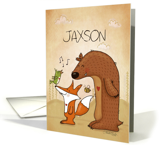 Customizable Name Happy Birthday Jaxson Fox Bear Bird and... (1543034)