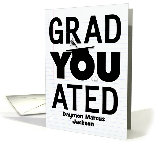 Customizable Name Happy Graduation Daymon GradYouAted Graduated card