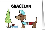 Customizable Merry Christmas Dachshund Gracelyn I Long For Christmas card