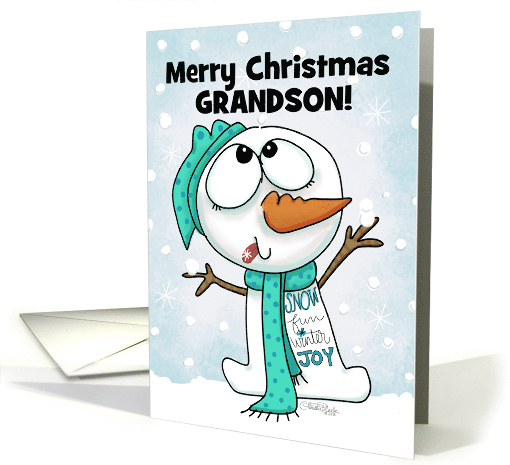 Customizable Merry Christmas for Grandson Silly Snowman card (1546558)