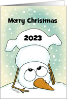 Customizable Year Merry Christmas for 2023 Topsy Turvy Snowman card