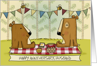 Customizable Happy Anniversary for Husband Picnicking Bears card