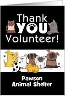 Customizable Thank You to Volunteer at Animal Shelter Cats and Dogs card