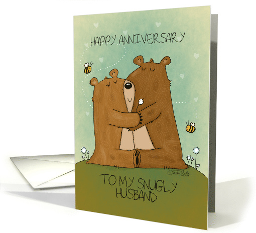 Customizable Happy Anniversary for Husband Two Bears Become One card