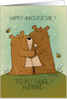 Customizable Happy Anniversary for Husband Two Bears Become One card