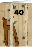 Customizable Age Happy 40th Birthday Bear Hides Behind Tree card