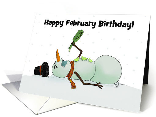 Customizable Happy February Birthday Margarita Snowman... (1555252)